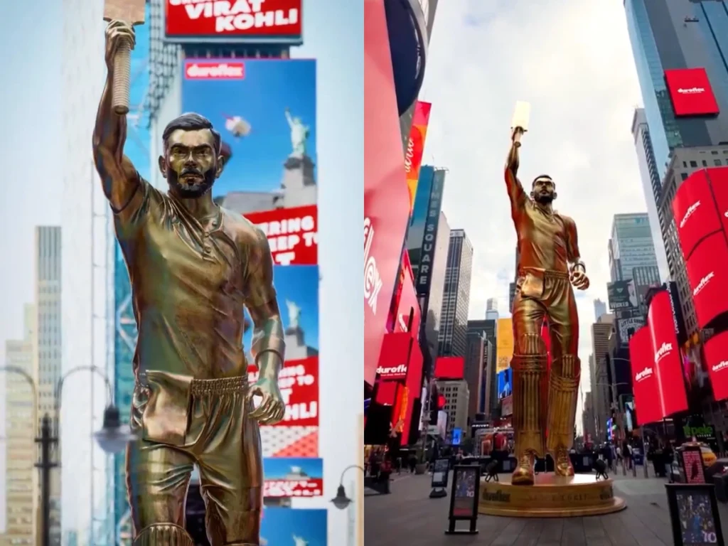 times square virat kohli statue